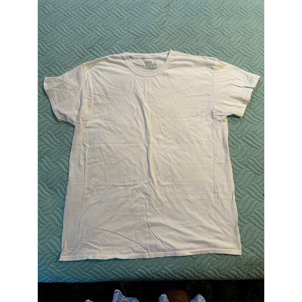 Fruit of the Loom Mens XL White Short Sleeve‎ Crew Neck Cotton T-Shirt Basic Tee